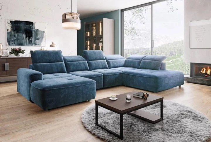 KIRA XL luxusní sedací souprava do U s elektrickým výsuvem sedáku