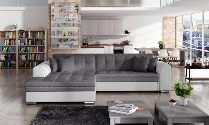 SYDNEY moderní rozkládací rohová sedačka s širokou lenoškou