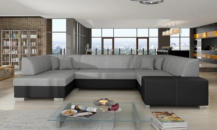 MARTIN moderní sedací souprava ve tvaru U s úložným prostorem