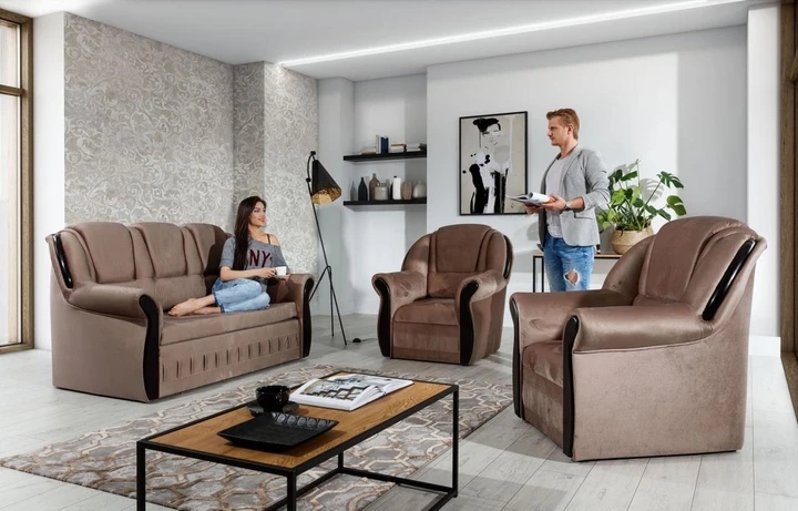 LADA sedací souprava 3+1+1 ve venkovském stylu, rozkládací