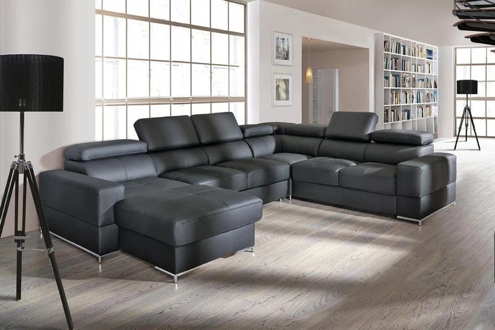 ESTER 2 luxusní modulová sedací souprava ve tvaru U s nastavitelnými opěrkami, pravá kůže