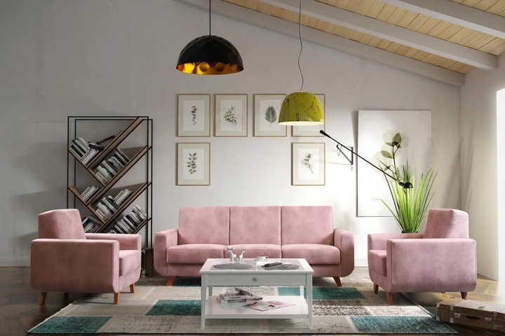 ZARA sedací souprava 3+1+1 ve skandinávském stylu, rozkládací