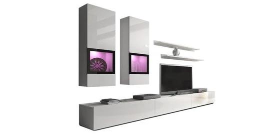 ISLAND II obývací stěna, bílá/bílý lesk