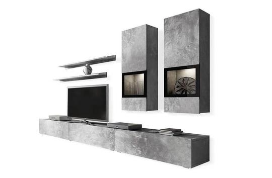 ISLAND III obývací stěna, světlý beton