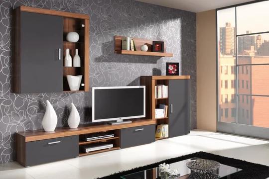 SAMBA III obývací stěna, dekor švestka/grafit