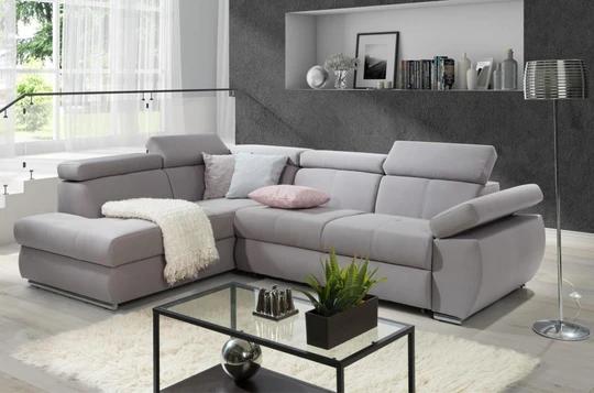 FABIOLA II rozkládací rohová sedačka s nastavitelnými opěrkami hlavy a loktů