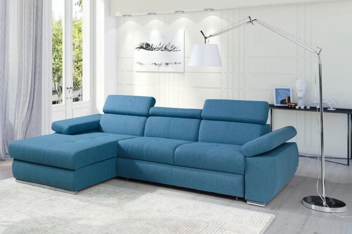 FABIOLA rozkládací rohová sedačka s nastavitelnými opěrkami hlavy a loktů