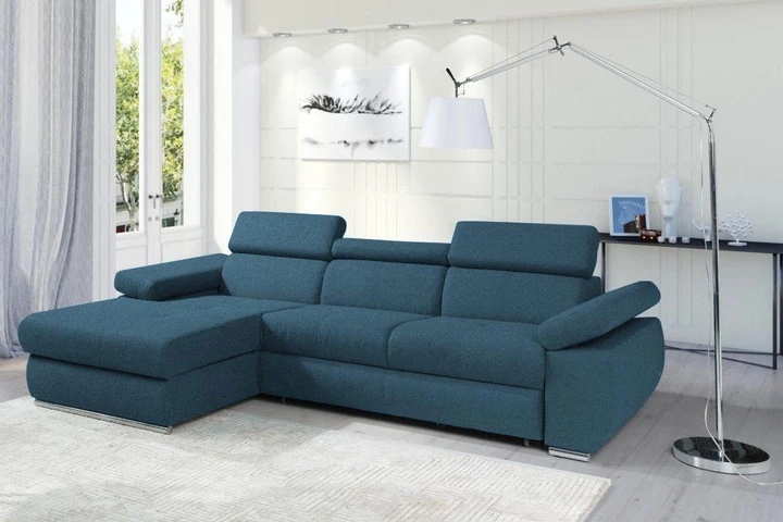 FABIOLA rozkládací rohová sedačka s nastavitelnými opěrkami hlavy a loktů