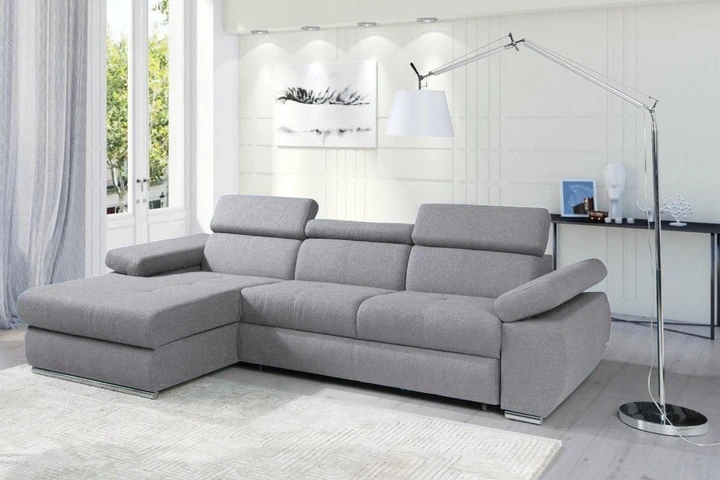 FABIOLA rozkládací rohová sedačka s nastavitelnými opěrkami hlavy a loktů