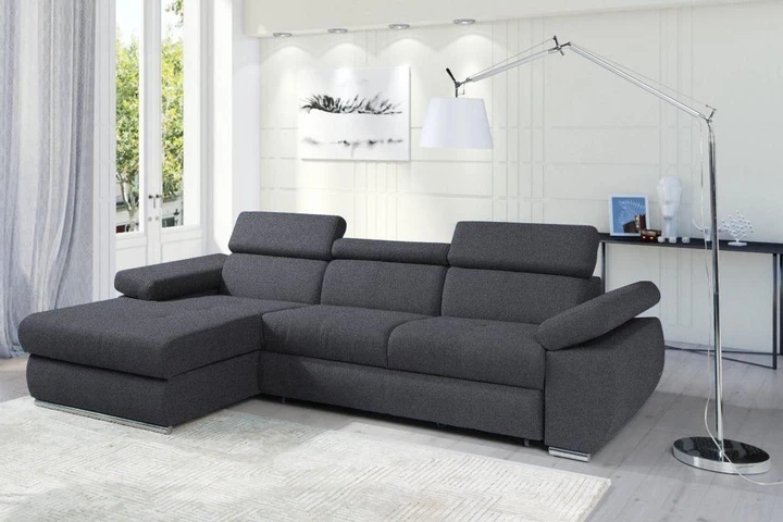 FABIOLA rozkládací rohová sedačka s nastavitelnými opěrkami hlavy a loktů