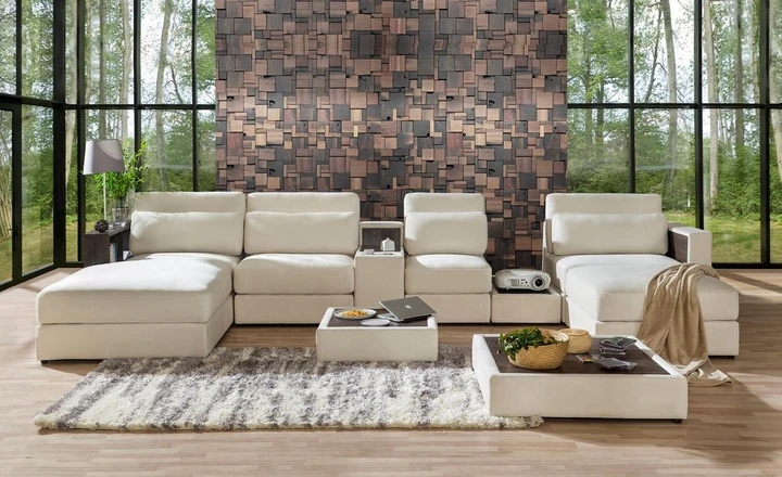 RHINO U moderní sedačka s knihovnou a stolkem, BR/T+OT+1,5+BAR+1+S/OT+1,5+BR/T+P