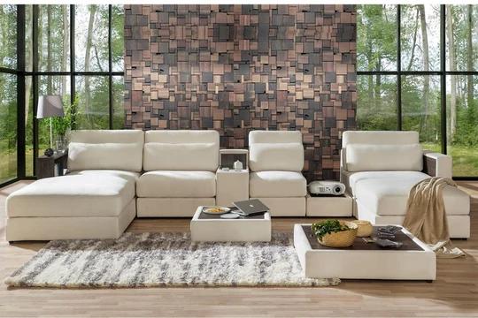 RHINO U moderní sedačka s knihovnou a stolkem, BR/T+OT+1,5+BAR+1+S/OT+1,5+BR/T+P