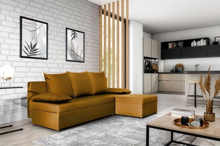 GOMEZ malá rozkládací rohová sedačka s úložným prostorem