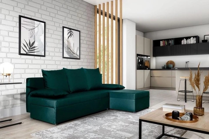 GOMEZ malá rozkládací rohová sedačka s úložným prostorem