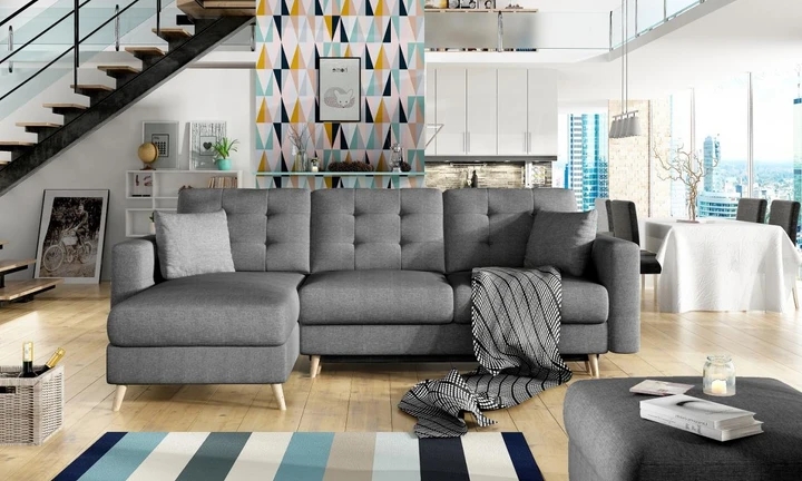 DARCY rozkládací rohová sedačka ve skandinávském designu