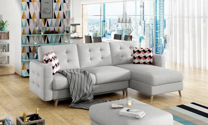 DARCY rozkládací rohová sedačka ve skandinávském designu