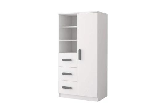 MIKI 80 regál s policemi a šuplíky, bílý