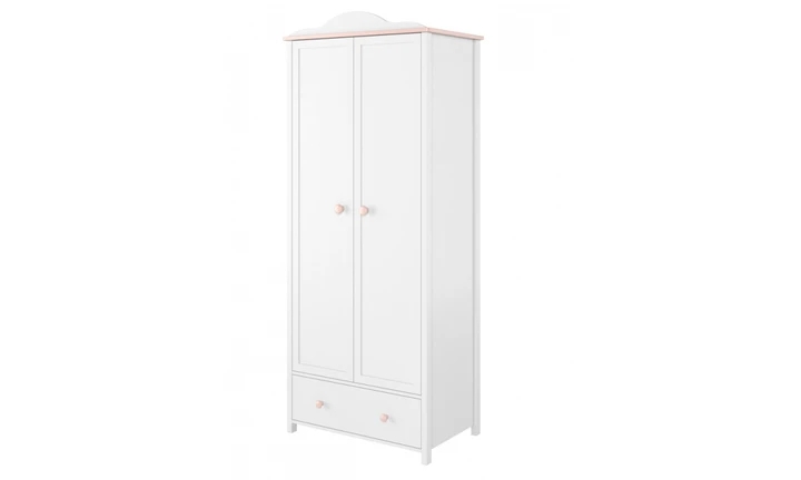 LUNA LN-01 bílo-růžová šatní skříň do dětského pokoje