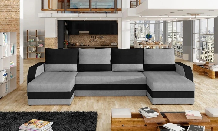 METROPOLIS moderní sedací souprava ve tvaru U s rozkládací funkcí