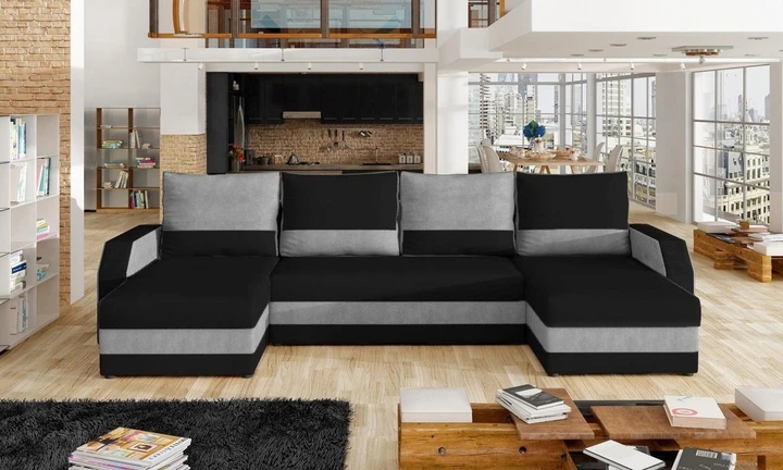 METROPOLIS moderní sedací souprava ve tvaru U s rozkládací funkcí