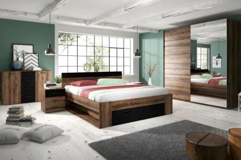 ZUZANA 2 nábytek do ložnice, dekor dub monastery/černý mat