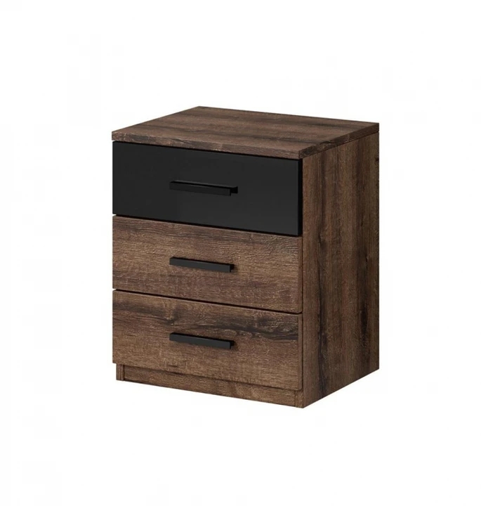 CHANELL NOČNÍ STOLEK, dekor dub monastery/černý lesk