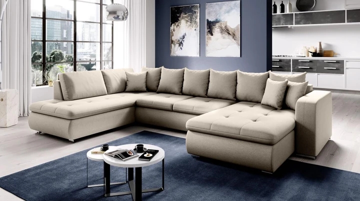 SALMA U moderní rozkládací sedací souprava ve tvaru U