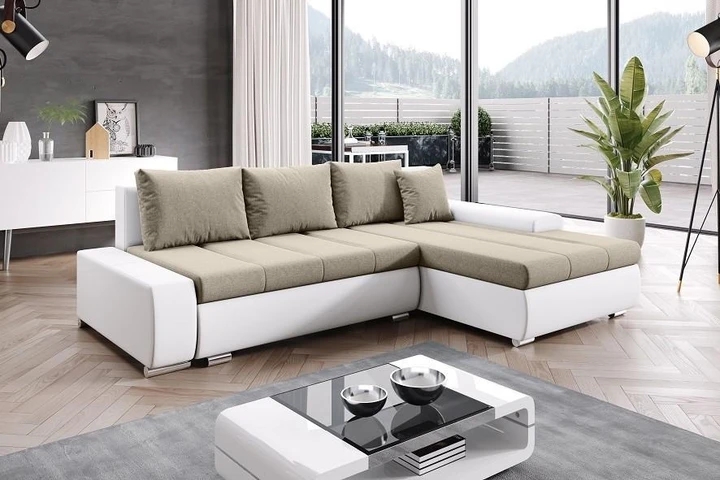 CASIA rozkládací rohová sedačka s úložným prostorem