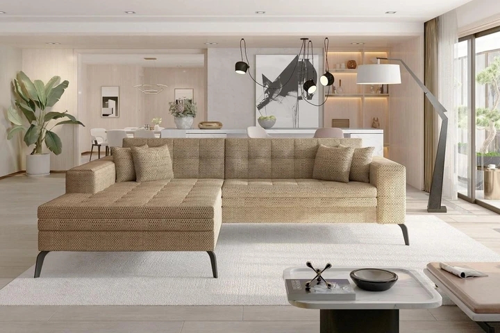 NANTES moderní rozkládací rohová sedačka s širokou lenoškou