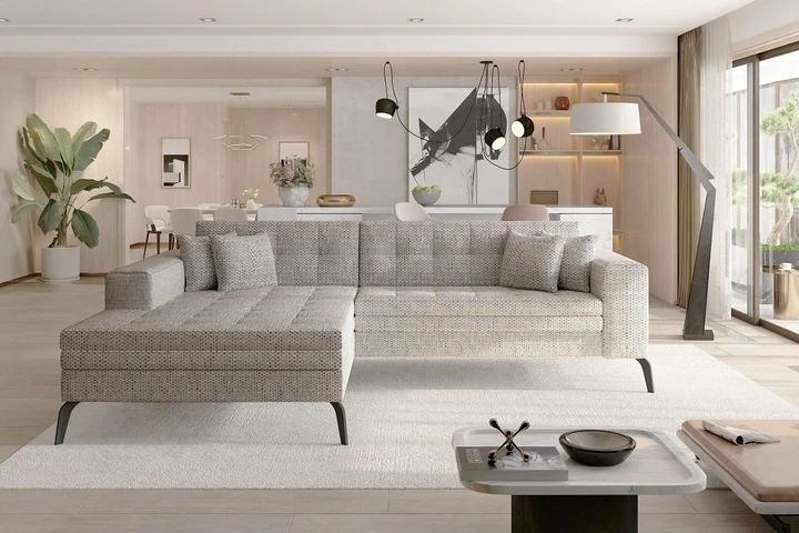 NANTES moderní rozkládací rohová sedačka s širokou lenoškou