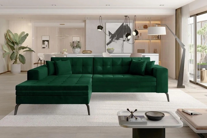 NANTES moderní rozkládací rohová sedačka s širokou lenoškou