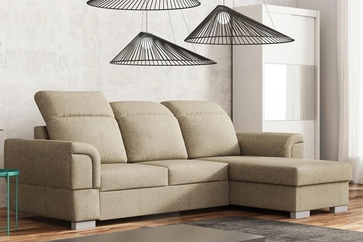 WOODES moderní rozkládací rohová sedačka s vysokým opěradlem