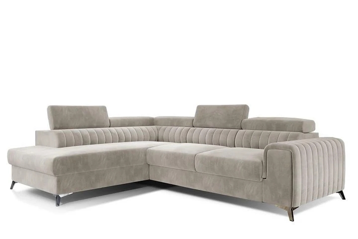 MARIO moderní rozkládací rohová sedačka s polohovacími záhlavníky