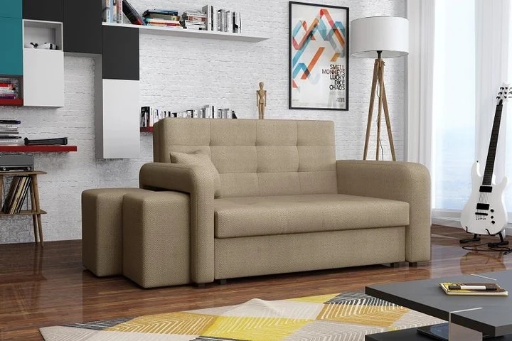 FALCONE II rozkládací pohovka s úložným prostorem a taburety