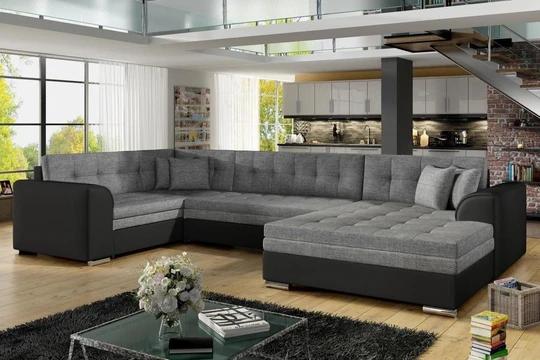 SYDNEY U velká rozkládací sedací souprava ve tvaru U, šedo-černá