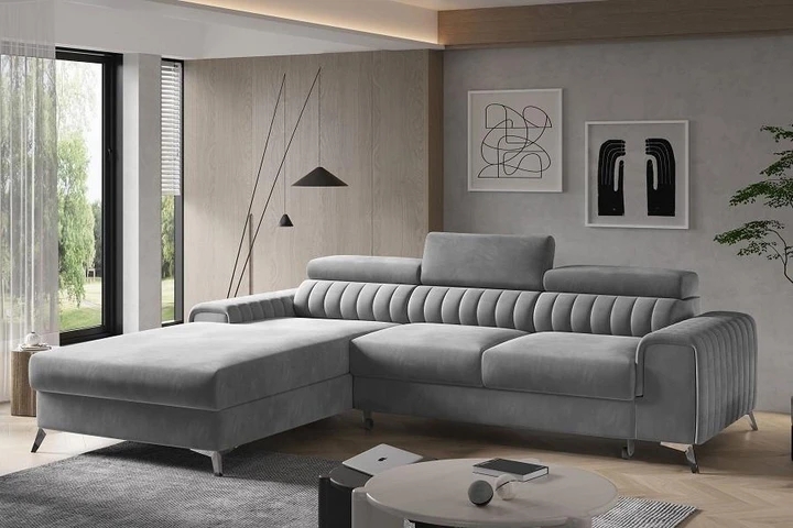 BELMONDO moderní rozkládací rohová sedačka s polohovacími záhlavníky