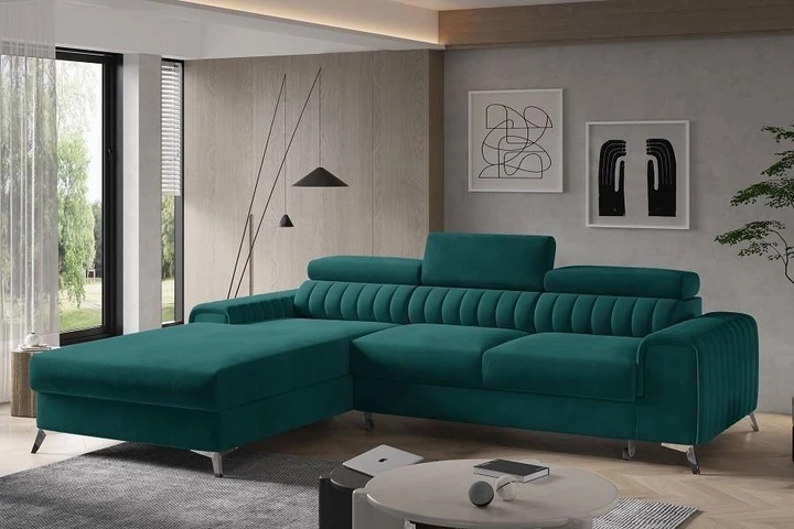 BELMONDO moderní rozkládací rohová sedačka s polohovacími záhlavníky