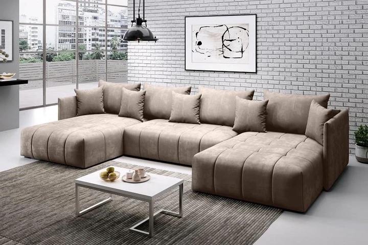 DAVOS rozkládací sedací souprava ve tvaru U s úložným prostorem