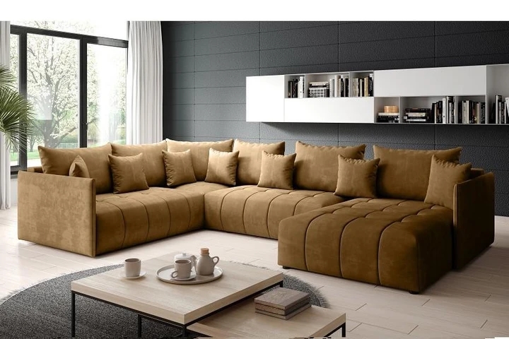 DAVOS BIS rozkládací sedací souprava ve tvaru U s úložným prostorem