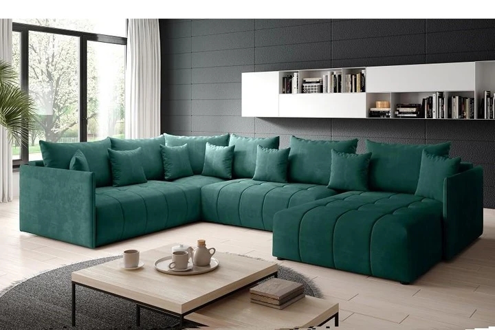 DAVOS BIS rozkládací sedací souprava ve tvaru U s úložným prostorem