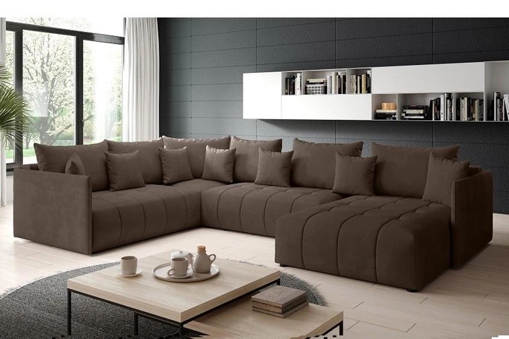 DAVOS BIS rozkládací sedací souprava ve tvaru U s úložným prostorem