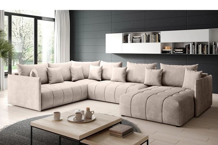 DAVOS BIS rozkládací sedací souprava ve tvaru U s úložným prostorem