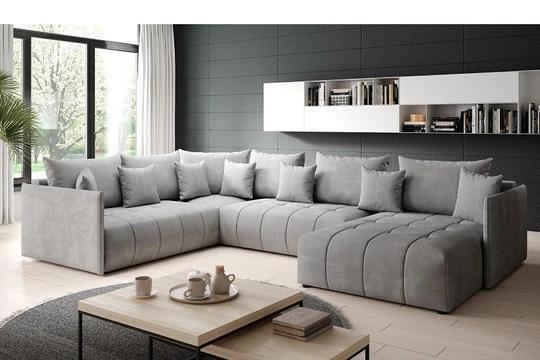 DAVOS BIS rozkládací sedací souprava ve tvaru U s úložným prostorem