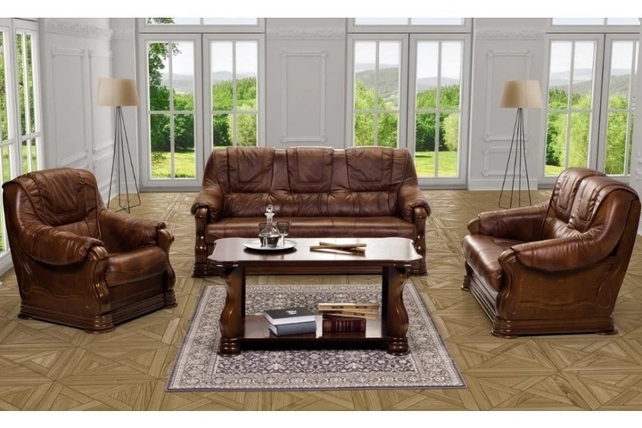 PATRICIE rustikální sedací souprava 3F+2+1 v pravé kůži - rozkládací