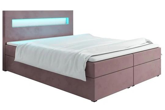 MALONE 140x200 cm kontinentální postel boxspring s led osvětlením