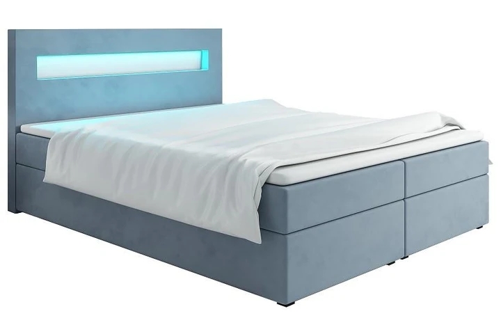 MALONE 160x200 cm kontinentální postel boxspring s led osvětlením
