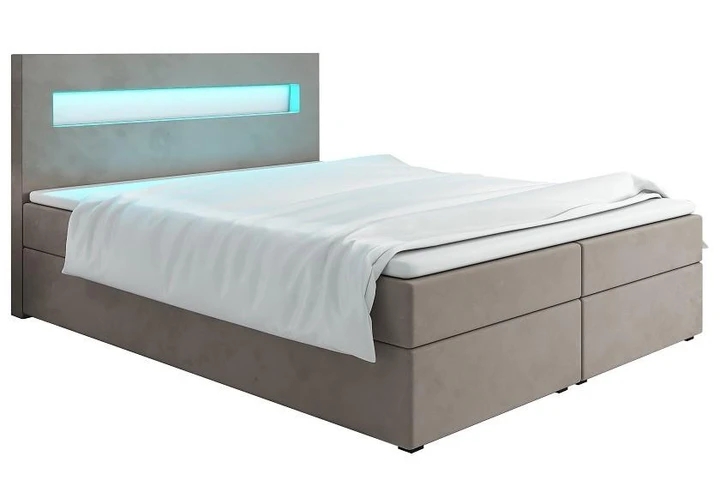 MALONE 160x200 cm kontinentální postel boxspring s led osvětlením