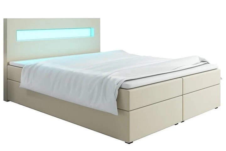 MALONE 160x200 cm kontinentální postel boxspring s led osvětlením