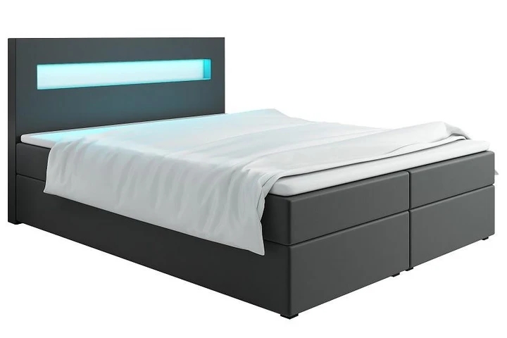 MALONE 160x200 cm kontinentální postel boxspring s led osvětlením