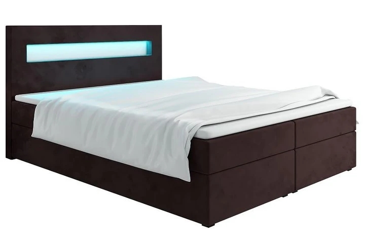 MALONE 180x200 cm kontinentální postel boxspring s led osvětlením